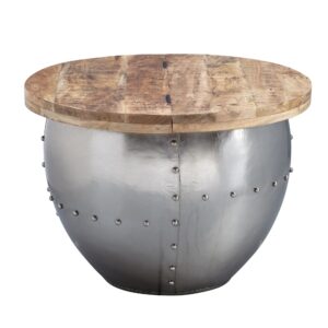 Salontafel mangohout zilver 60 cm - WL6.310