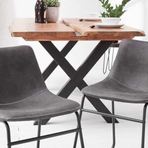 industrieele design stoel DJANGO vintage grijs met ijzeren frame - 38109