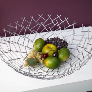 Design fruitschaal STRUCTUUR 45cm zilver gepoedercoat metaal - 19008