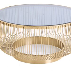 Salontafel VARIATION 80cm goud met zwart glas - 43233