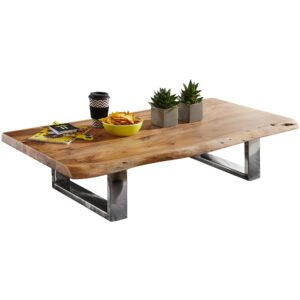 salontafel ASURA 115 x 25 x 58 cm Acacia massief hout metalen frame groot | Boomstam Woonkamertafel Massief hout Bruin | Boomstam salontafel Landhuis houten tafel | Tafel Woonkamertafel - WL5.524