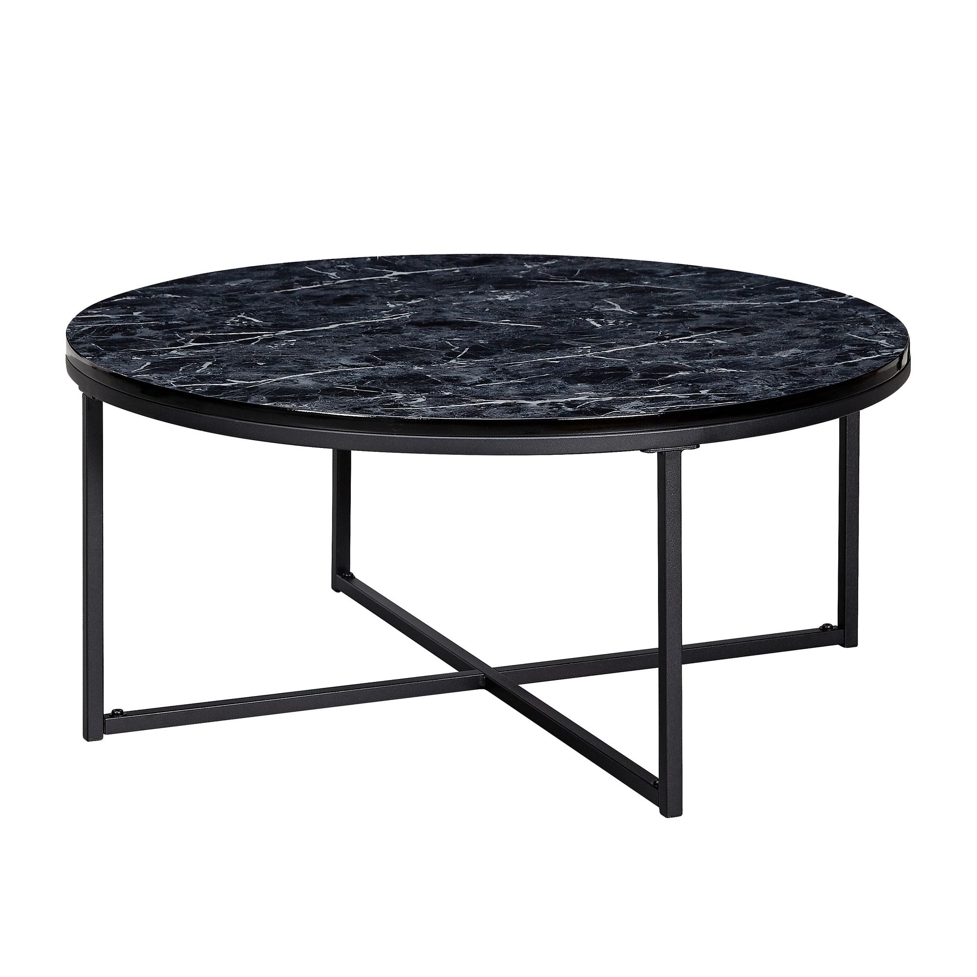 Salontafel marmerlook zwart 80 cm - WL6.247