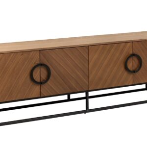 TV-onderkast GRANDEZZA 180 cm, walnoothoutlook met zwart metalen frame - 46557