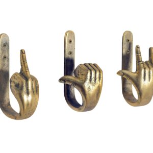 Kapstokhaak FINGERS 20 cm set van 3 messing - 45662