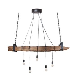 Hanglamp BARRACUDA 152 cm voor 5 lampen, gemaakt van gerecycled hout - 40080