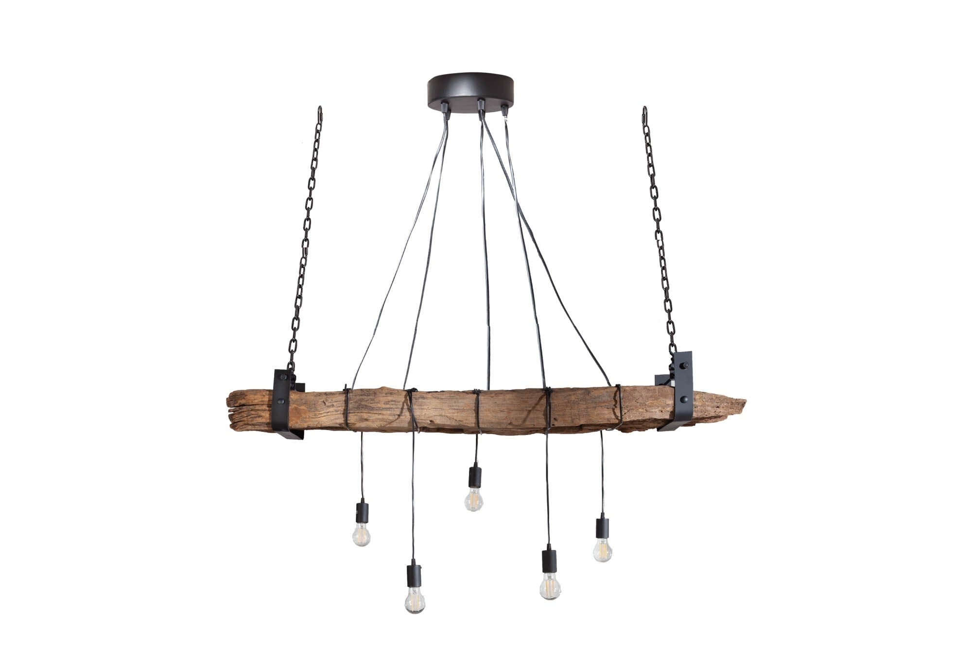 Hanglamp BARRACUDA 152 cm voor 5 lampen, gemaakt van gerecycled hout - 40080