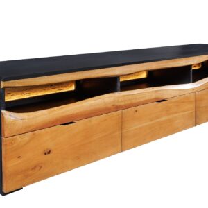 TV-bord GRAND ACACIA 180 cm, acaciahout met natuurlijke rand en LED-verlichting - 44097
