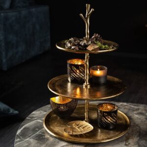 Design taartplateau ABSTRACT 48cm goud met drie niveaus - 41603