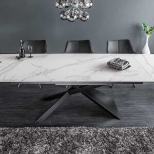 Uitschuifbare eettafel EUPHORIA 180-220-260cm marmer wit keramiek gemaakt in Italie - 40122