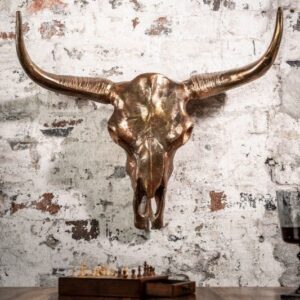 Design schedel MATADOR 70cm gevlamd koper aluminium wanddecoratie - 39533