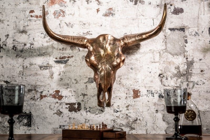 Design schedel MATADOR 70cm gevlamd koper aluminium wanddecoratie - 39533