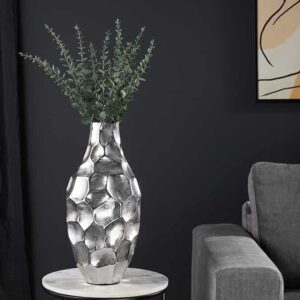 Elegante vaas ORGANIC ORIENT 45cm zilver gehamerd ontwerp - 41544