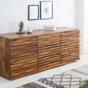 Massief dressoir RELIEF 160 cm sheeshamhout met uitgewerkt front - 38410