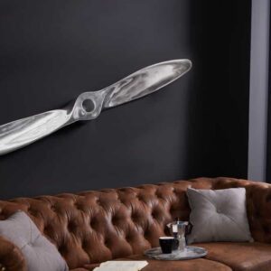 Authentieke wanddecoratie SCREW II 110cm zilveren vliegtuigpropeller - 21705