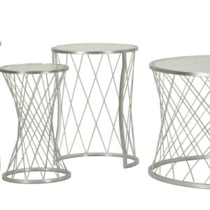 TAFEL NOAH ZILVER SET 4 STUKS CM Ø 70X45-47X54,5-36x50-28x45 - 142843000S