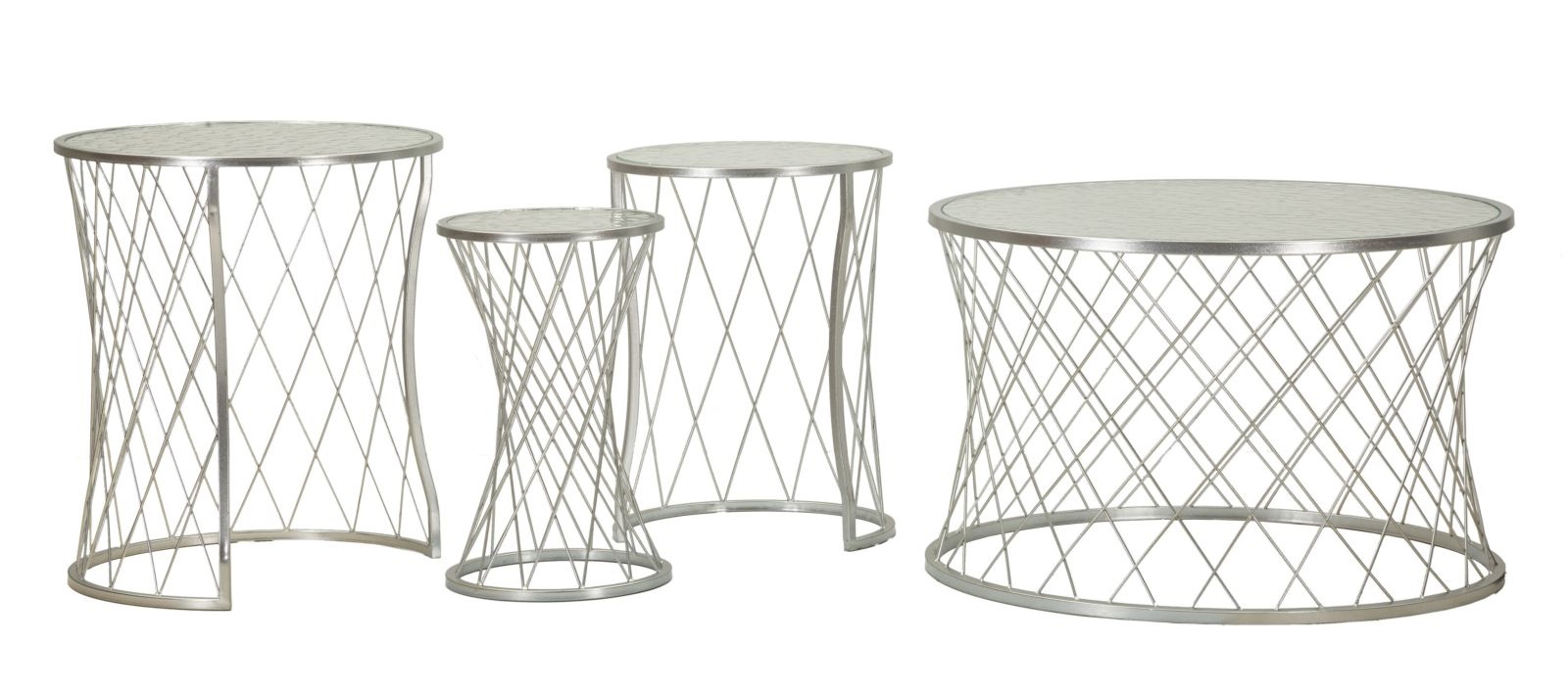 TAFEL NOAH ZILVER SET 4 STUKS CM Ø 70X45-47X54,5-36x50-28x45 - 142843000S