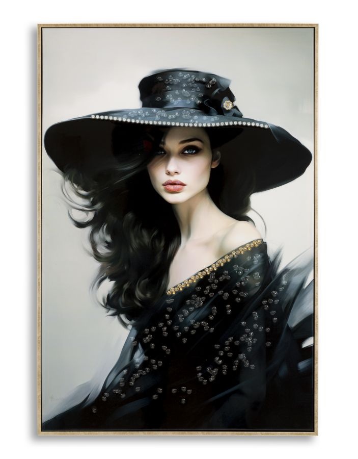SCHILDERIJ OP DOEK GELAKT DORI MET LIJST -A- CM 62X4X92 - 032608000A