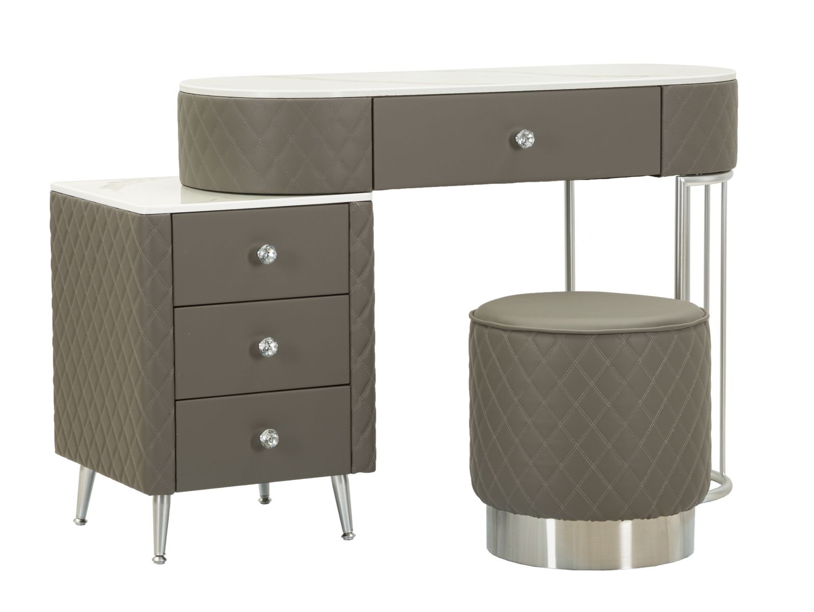 BEDJE BUREAU SHARON GRIJS MET KRUK ZILVEREN POTEN CM 120X40X75 (AFMETING KRUK Ø36X39) - 14283500AG