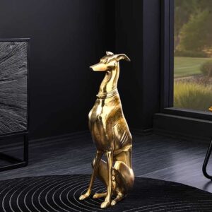 Design Sculptuur GREYHOUND 70cm goud metaal aluminium greyhound beeldje - 45170