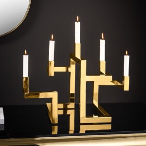 Elegante kandelaar ABSTRACT 50cm goud voor vijf kaarsen handgemaakt - 44885