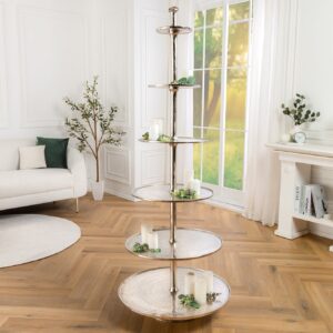 Design XXL Etagère ABSTRACT 180cm zilverkleurig metaal met zes handgemaakt - 44475