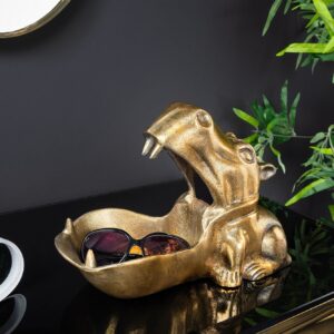 Handgemaakte Decoratieve Schaal HIPPO 30cm messing goud metaal aluminium - 44883