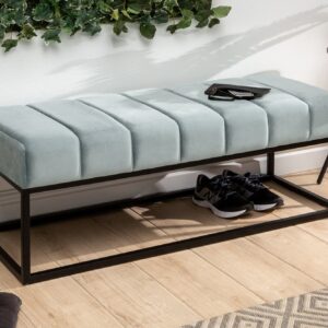Moderne Bank PETIT BEAUTÉ 110cm salie mint fluweel zwart frame - 44268