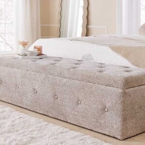 Chesterfield bedbank EXTRAVAGANCIA 140cm champagne greige bouclè met opbergruimte - 44247