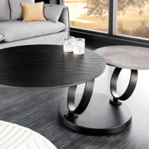 Design Salontafel DANCING RINGS Zwart Grijs Rond Draaibaar Keramisch Metaal - 44316