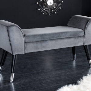 Design bank SCARLETT 90cm grijs zilver fluweel - 43278