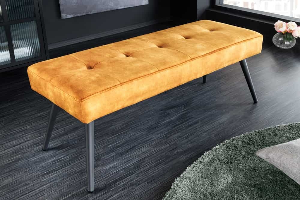 Design bank BOUTIQUE 100cm mosterdgeel fluweel zwart metalen poten - 44424