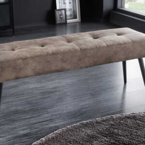 Design bank BOUTIQUE 100cm taupe microvezel zwarte metalen poten gestoffeerde bank - 44244