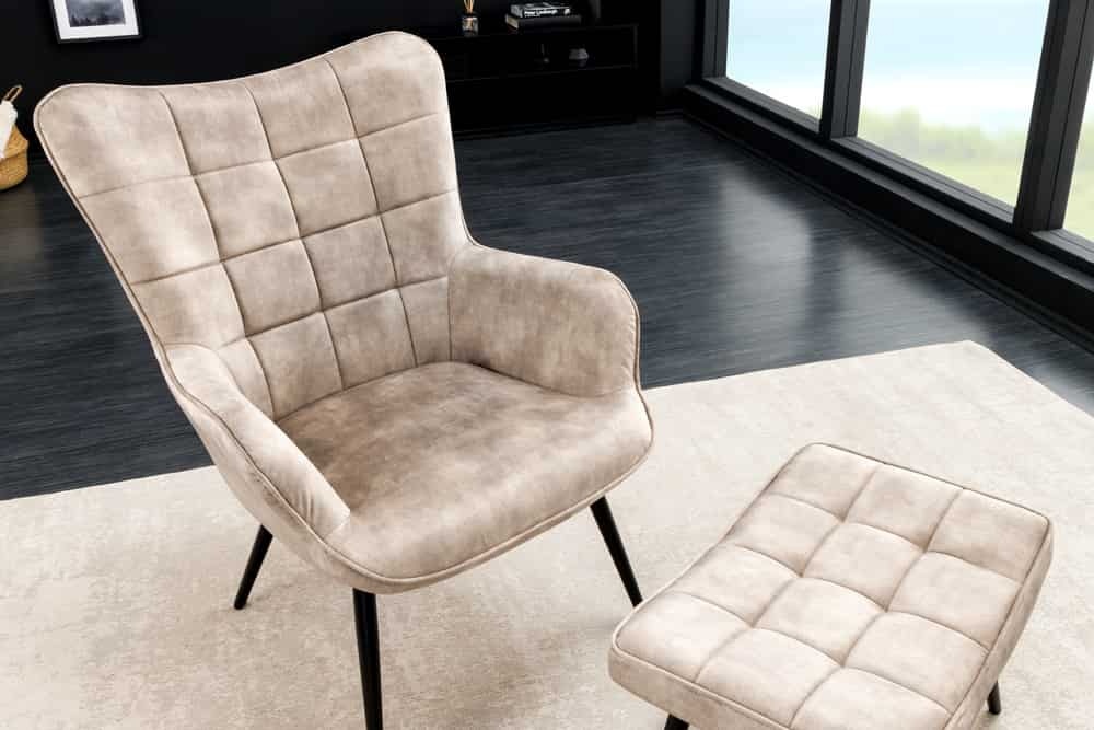 Moderne fauteuil SCANDINAVIA champagne fluweel zwart metalen poten met armleuningen - 44021