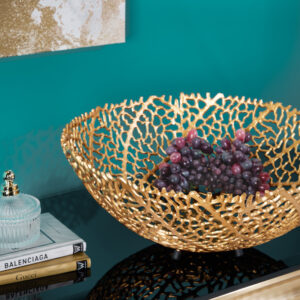Filigraan design kom ABSTRACT BLAD 45cm goud handgemaakt - 43190
