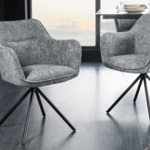 Bureaustoel VERONA grijs structuurstof met armleuning zwart metalen poten - 44160