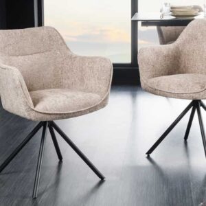 Bureaustoel VERONA champagne beige structuurstof met armleuning metalen poten zwart - 44158