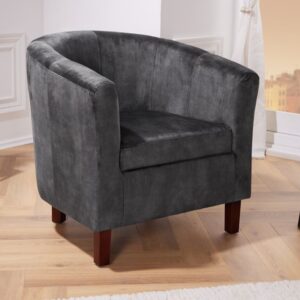 Design loungestoel HEMINGWAY donkergrijs fluwelen armleuningen cocktailstoel - 43890