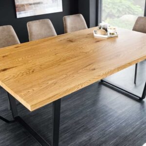 Moderne eettafel LOFT 160cm eiken design zwart metalen poten sledeonderstel Industrieel - 6538955