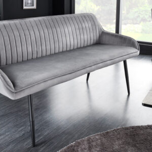 Design bank TURIN 160cm zilvergrijs fluweel zwart metalen armleuning - 43692