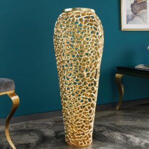 Filigraan design XXL vaas ABSTRACT BLAD 90cm goud handgemaakt - 43220