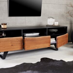 Industrieel design tv-meubel ORGANIC ARTWORK 140 cm massief acaciahout ijzeren frame - 43305