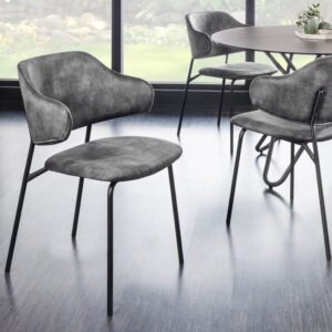 Design stoel VOGUE grijs fluweel zwart metalen poten - 43151