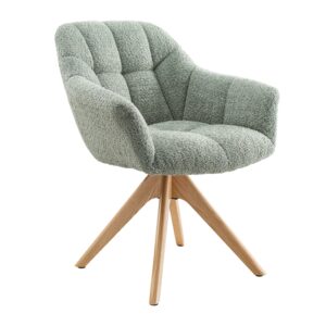 Draaibare fauteuil PAPILLON draaibaar 180° met armleuningen bouclé saliegroen - 48355
