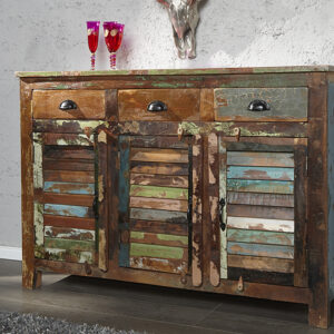 Uniek dressoir JAKARTA 125cm gerecycled massief hout van vissersboten - 19906