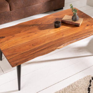 Massieve salontafel ORGANIC LIVING 110cm natuurlijk acaciahout met boomrand - 6539661