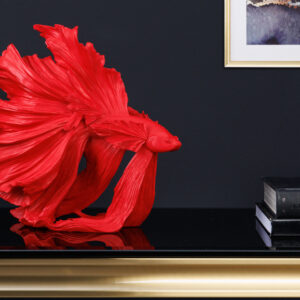 Design decoratief figuur vechtende vis CROWNTAIL 35cm rood Betta vissculptuur - 43173