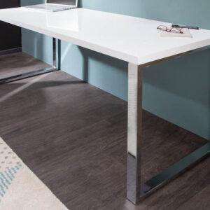 Modern bureau WHITE DESK 160cm witte hoogglans bureautafel - 21142