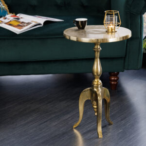 Barok bijzettafel SAVOY 55cm goud metalen driepoot rond vintage - 42267