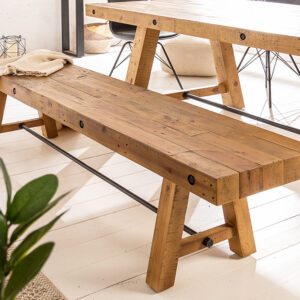 industrieele bank FINCA 165cm vintage bruin gerecycled grenenhout - 41288
