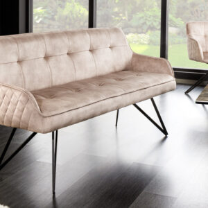 Design bank EUPHORIA 160cm champagne grijs fluweel haarspeldpoten metalen poten armleuningen - 43126